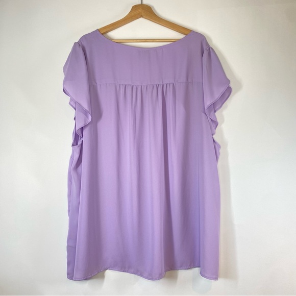 Torrid Light Purple Eyelet Flutter Sleeve V-Neck Blouse Top Size 5 - Picture 4 of 12